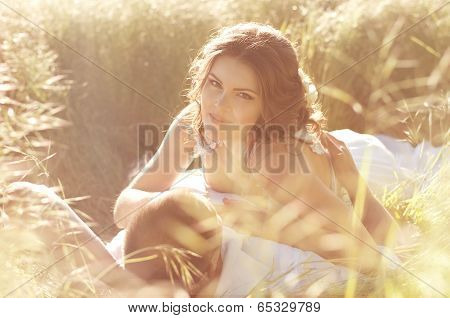 Bride and groom on their wedding day