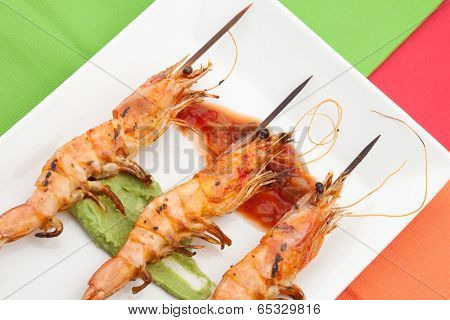 Salsa Spicy Whole Grilled Shrimps