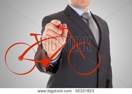 Man's Hand draws a bicycle