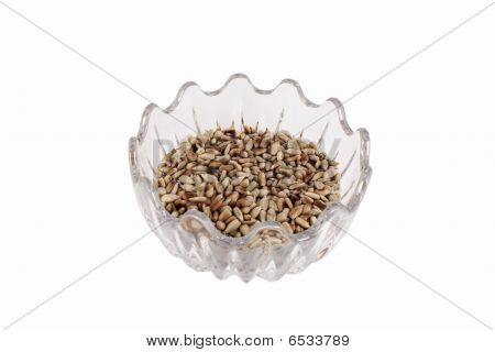 Roasted Sunflower Seeds In Glass Bowl