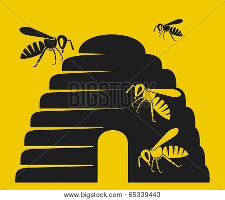 bees and beehive icon