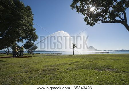 Water spray.