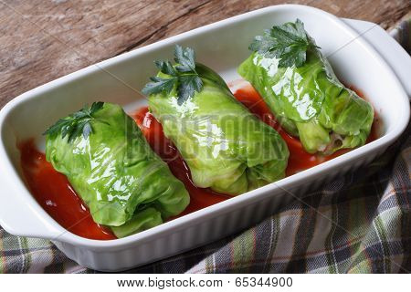 Rolls Of Young Cabbage Stuffed With Rice And Meat