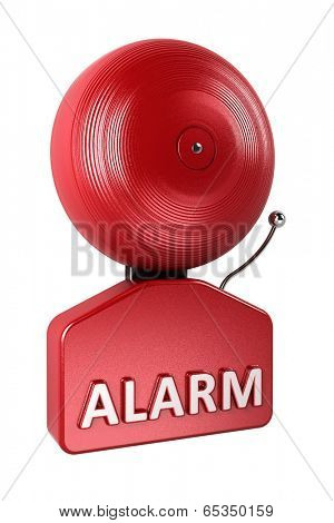 Red fire alarm bell isolated over white background