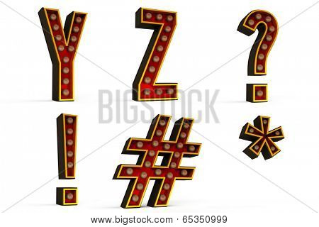 Alphabet Set - Part 5 with lights turned off including clipping paths for each letter
