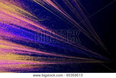 Abstract laser beams with glare sparks and stars blazed in the darkness as light. abstraction-based