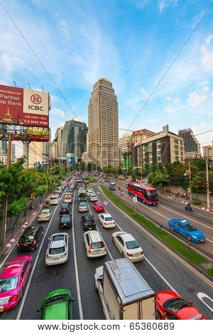 Traffic Jam On A Modern City In Rush Hour