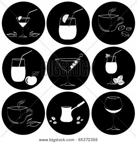 Set Of Drinks In Glasses. Vestor