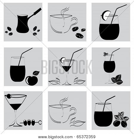 Set Of Drinks In Glasses. Vestor