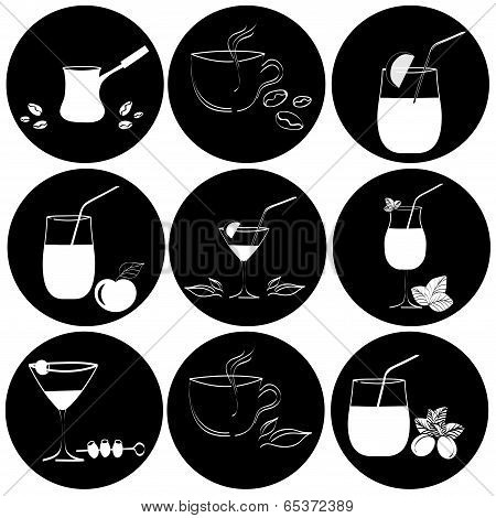 Set Of Drinks In Glasses. Vestor
