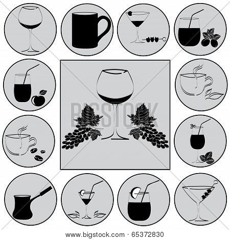 Set Of Drinks In Glasses. Vestor
