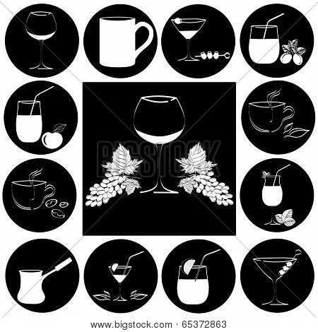 Set Of Drinks In Glasses. Vestor