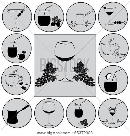 Set Of Drinks In Glasses. Vestor