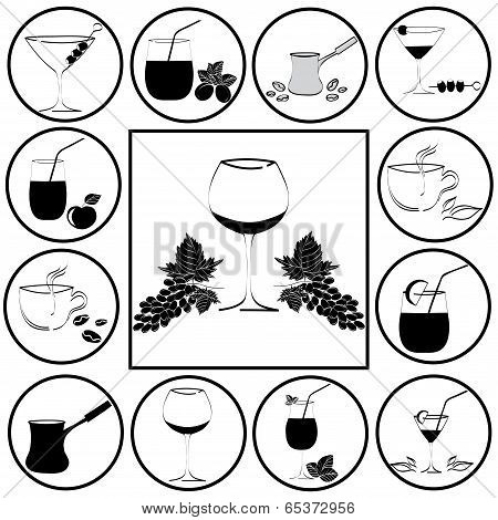 Set Of Drinks In Glasses. Vestor
