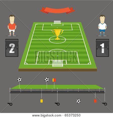 Soccer match statistics template. Flat design