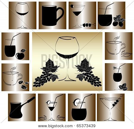 Set Of Drinks In Glasses. Vestor