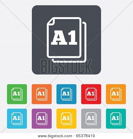 Paper size A1 standard icon. Document symbol.