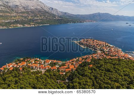 Korcula old town aerial photo