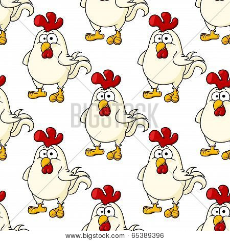 Cute little fat cartoon chicken seamless pattern