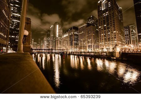 Chicago River In Gold