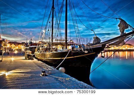 Old Wooden Boat In Vodice Harbor