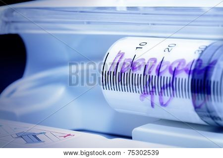 Great Syringe In A Syringe Pump. Medical Technology.