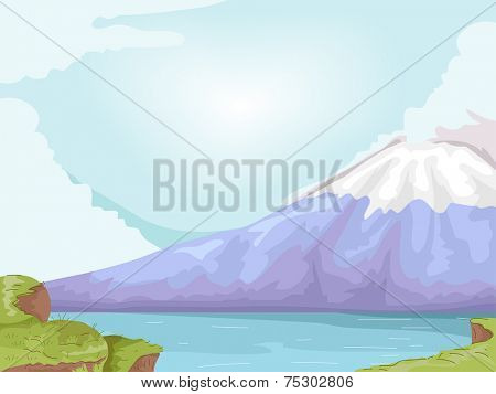 Illustration Featuring Mt. Fuji of Japan