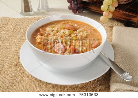 A Bowl Of Sausage And Chicken Gumbo