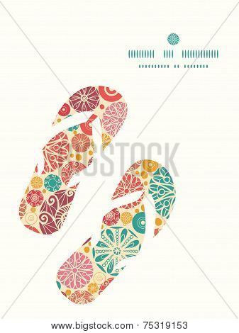 Vector abstract decorative circles flip flops silhouettes pattern frame