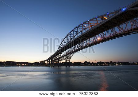 Night Photo Blue Water Bridge