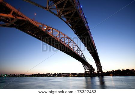 Night Photo Blue Water Bridge