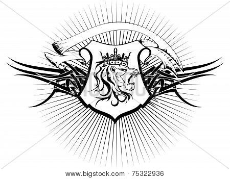 heraldic lion head coat of arms tattoo