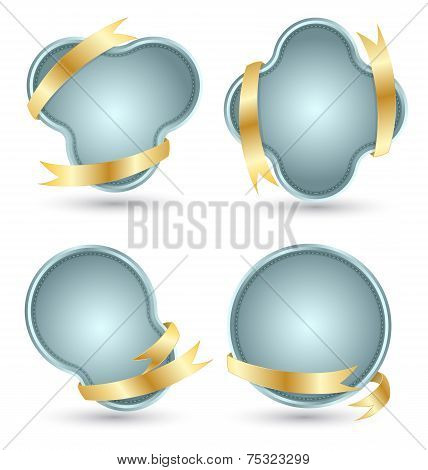 Banner embroidery set with gold ribbon.