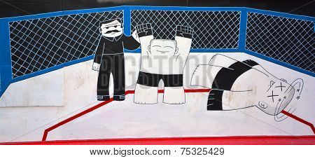 Street art Montreal kick boxing