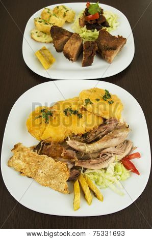 hornado fritada roasted and fried pork ecuadorian traditional food
