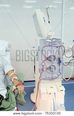 dialysis equipment in an interior of a hospital 