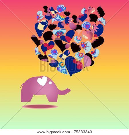 Template Greeting Card With Elephant