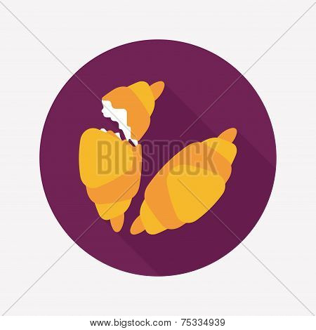 Croissants Flat Icon With Long Shadow,eps10