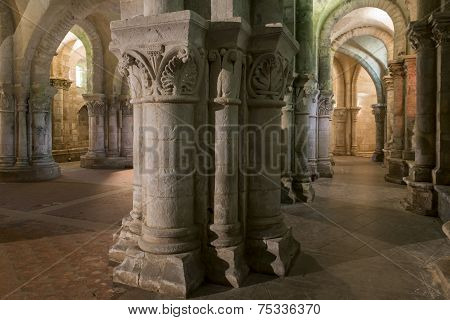 Pillars In Crypt In Church In Saintes France