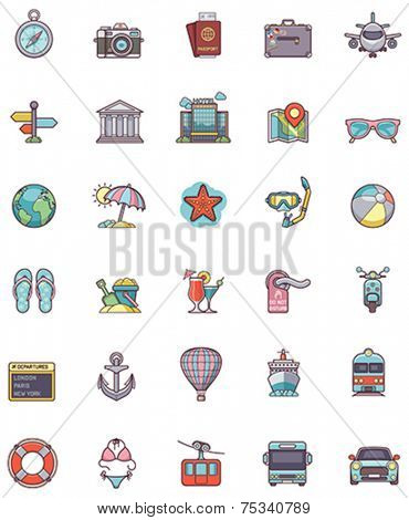 Set of the travel related icons