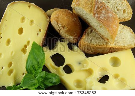 Bread, cheese and basil