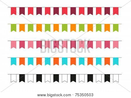 Collection Of 5 Colorful Party Flags