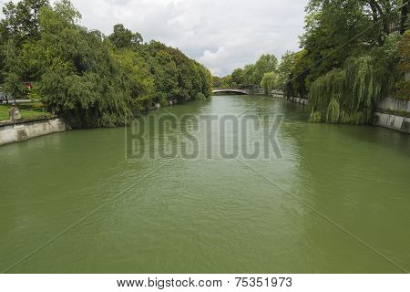 River Isar As It Flows Through Munich, Germany