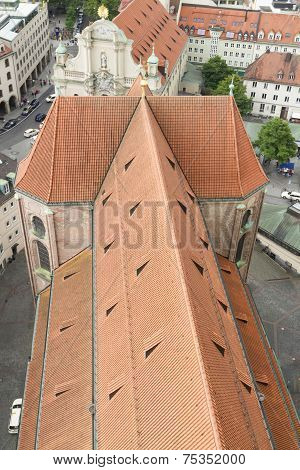 Roof Of St Peter's Church, Munich.
