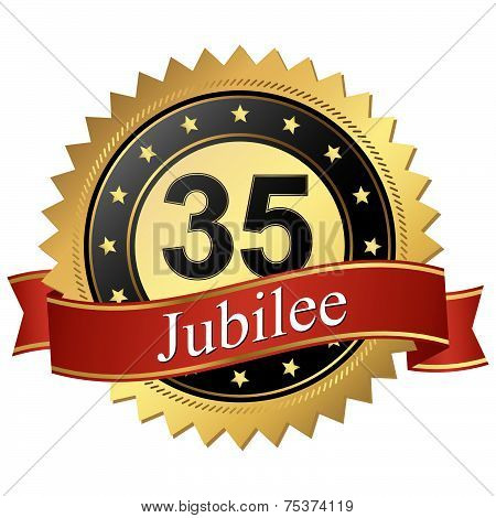 Jubilee Button With Banners - 35 Years