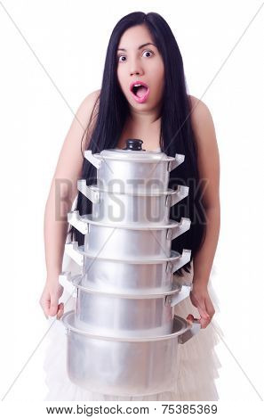 Woman cook isolated on the white background