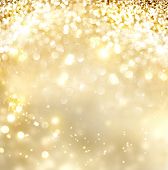 Christmas Background. Golden Holiday glowing Abstract Glitter Defocused Background With Blinking Sta