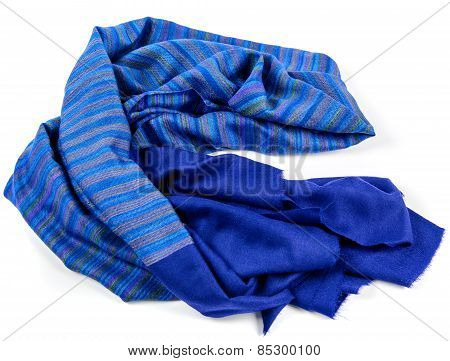 Blue scarf of pashmina isolated