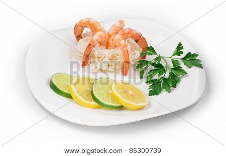 Fresh unshelled boiled shrimps