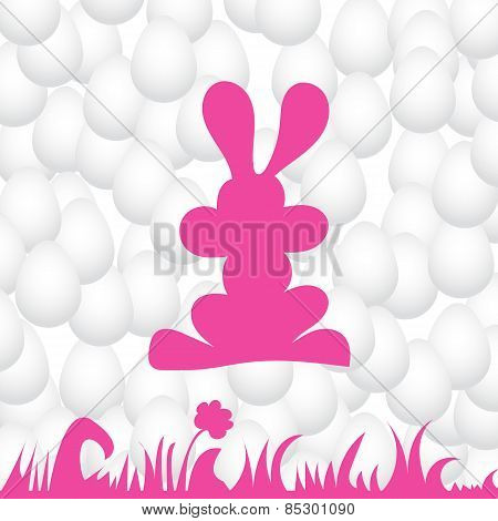 Abstract Eggs Background With Pink Rabbit